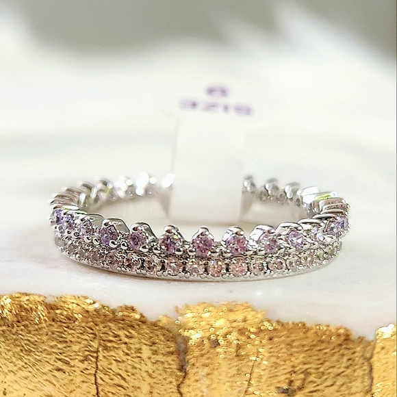Bomb Party Jewelry - NWT Bomb Party 'The Catherine Ring' Lavender Cubic Zirconia Rhodium Ring- Size 9